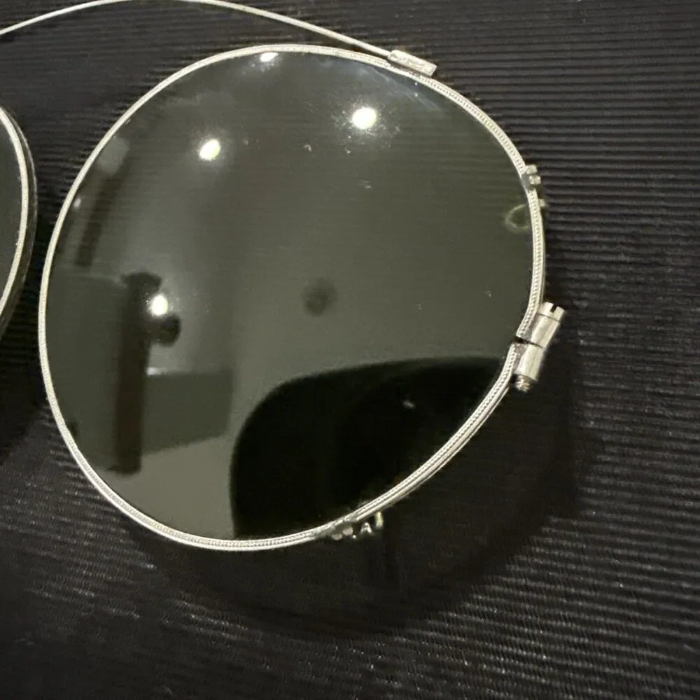 Lot of 2 Vintage Clip On Wire Sun Glasses Green Tint